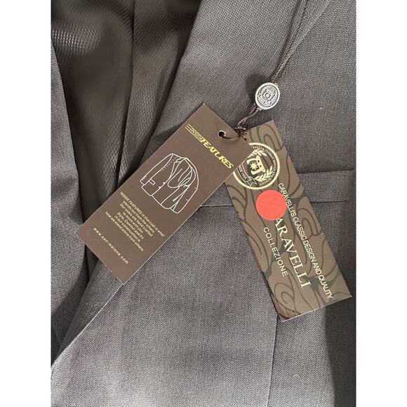 Caravelli Collection Italy Blazer Tailored Jacket Charcoal Gray Size 38R 32W NWT - Picture 7 of 8